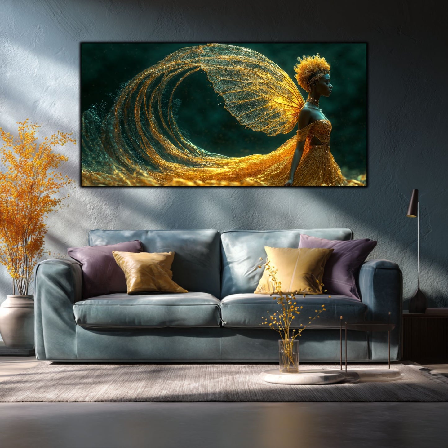 Tablou Abstract Modern „Aripa Eternului” – Artă Fluidă pe Sticlă