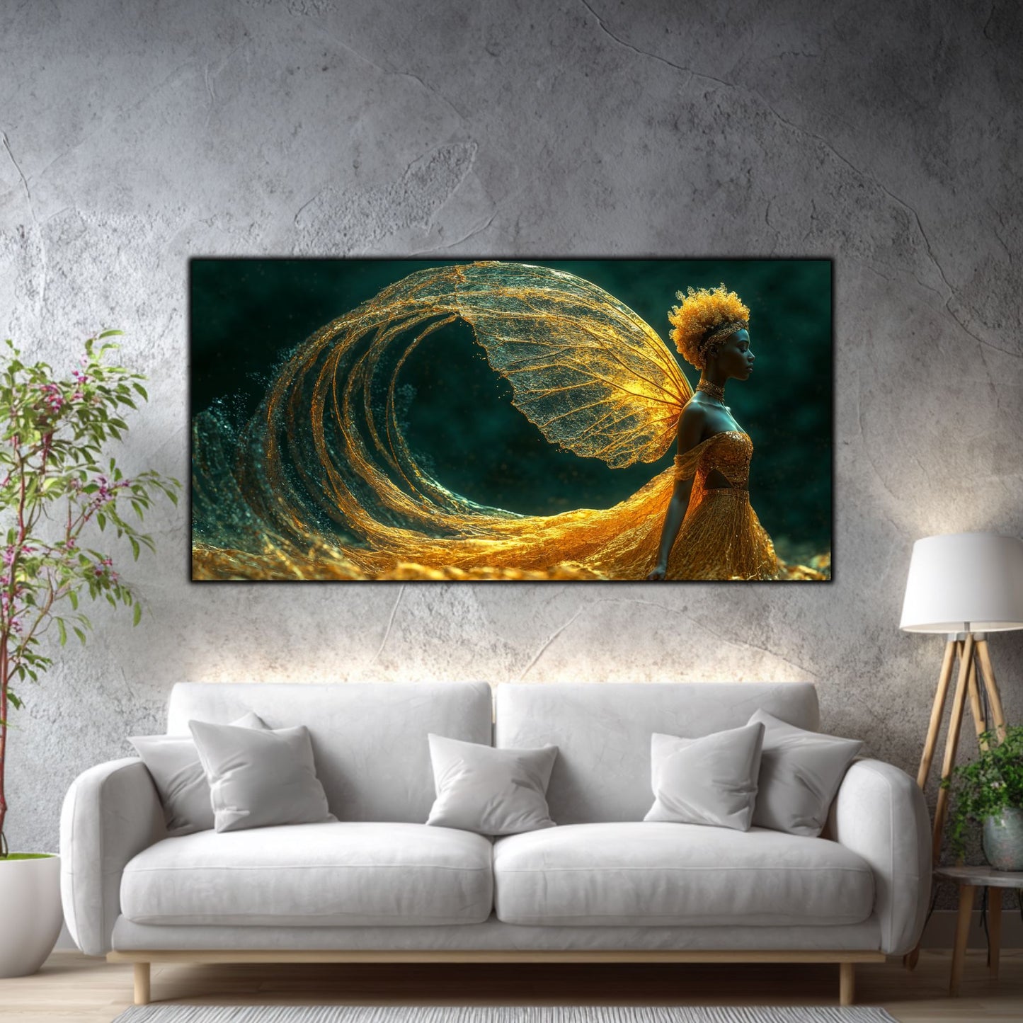 Tablou Abstract Modern „Aripa Eternului” – Artă Fluidă pe Sticlă