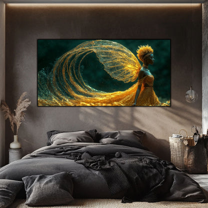 Tablou Abstract Modern „Aripa Eternului” – Artă Fluidă pe Sticlă