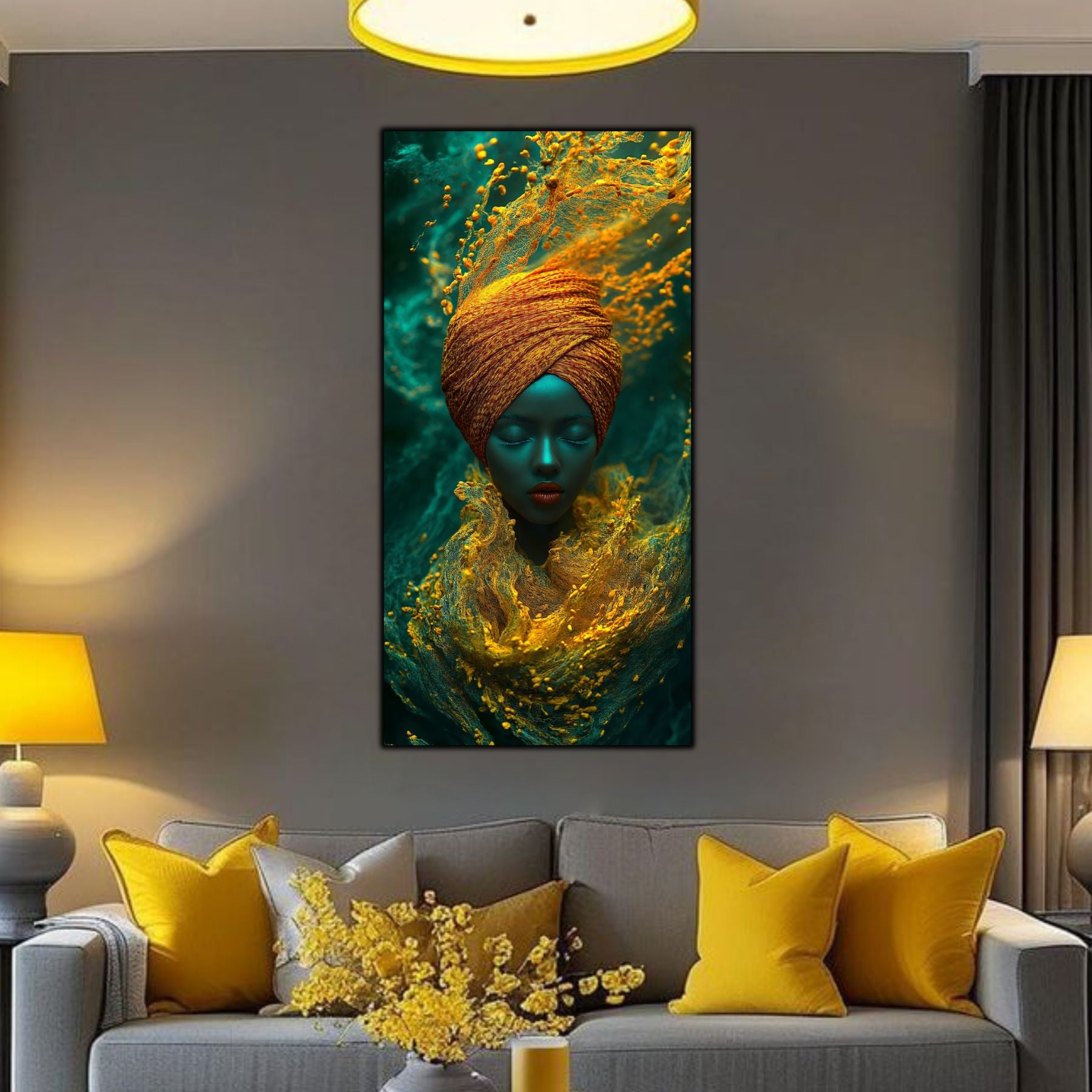 Tablou abstract pentru birou, simbolizând introspecția și puterea interioară, artă pe sticlă 4mm.