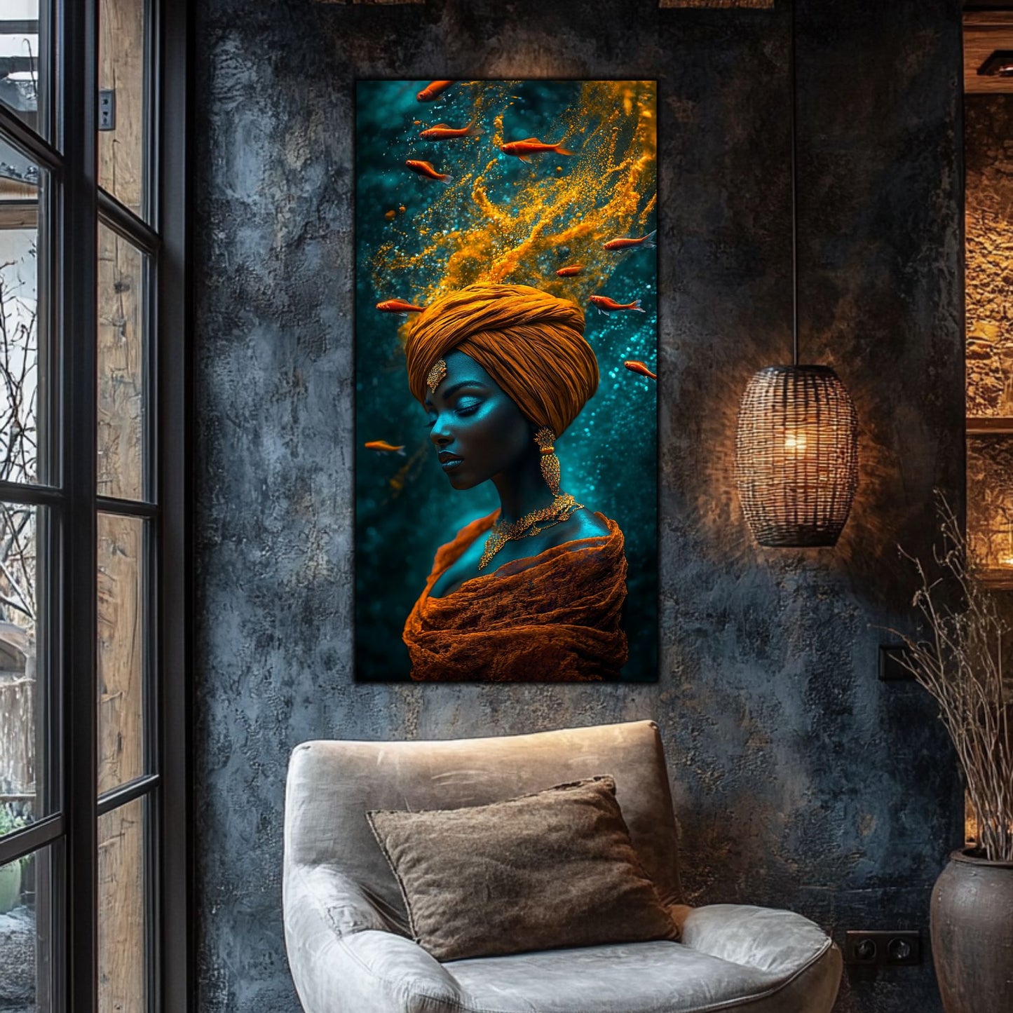 Decor liniștitor pentru dormitor, tablou pe sticlă ultra-clară simbolizând pacea absolută și relaxarea.