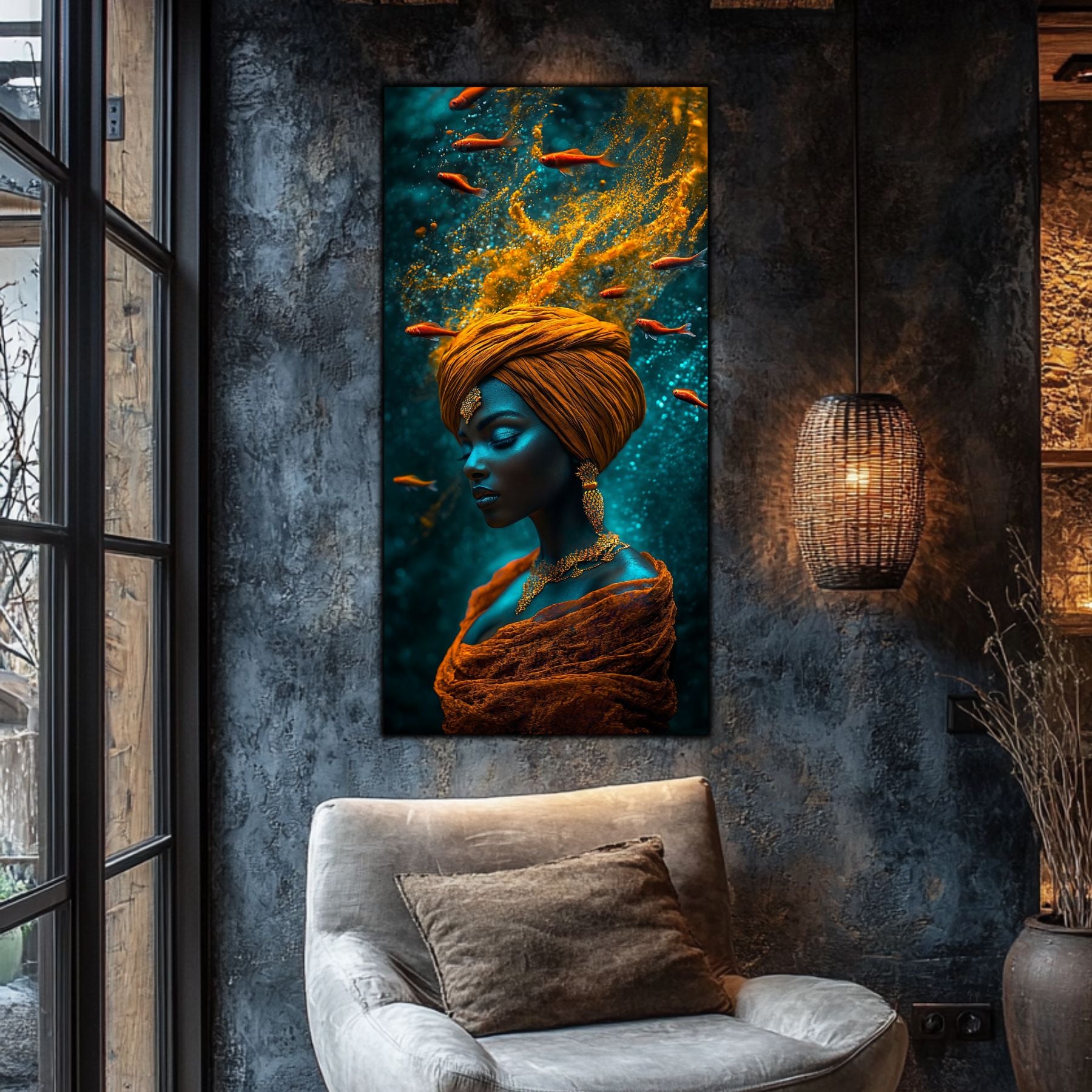 Decor liniștitor pentru dormitor, tablou pe sticlă ultra-clară simbolizând pacea absolută și relaxarea.