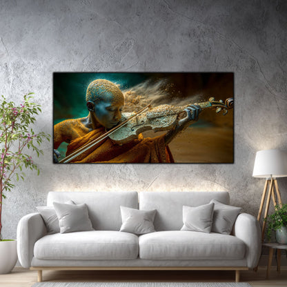 tablou mare pentru sufragerie așezat deasupra unei canapele albe, design modern Art-Zen