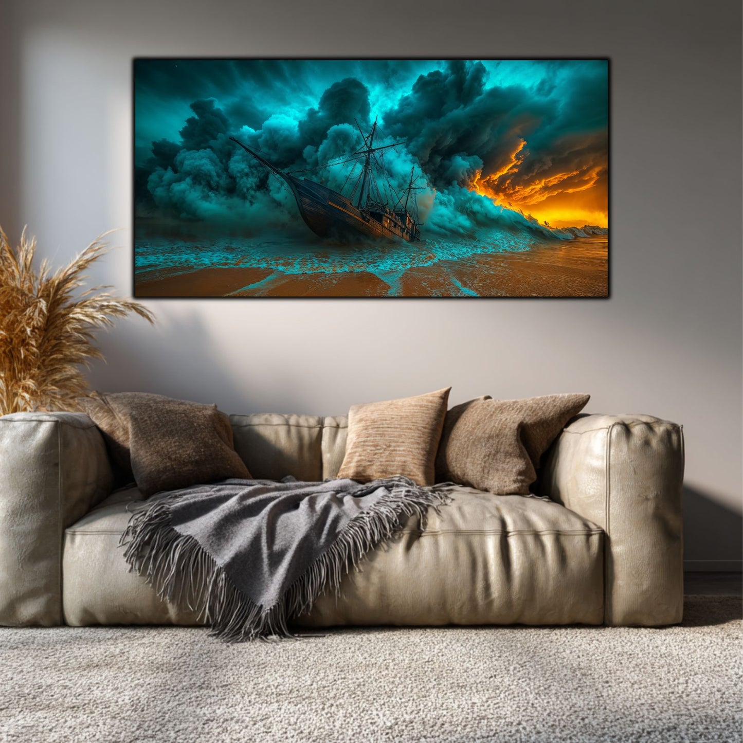 Tablou Sticla Securizata Asediul Abisal: Naufragiul Inghitit de Pamant si Cer | Editie Unicat