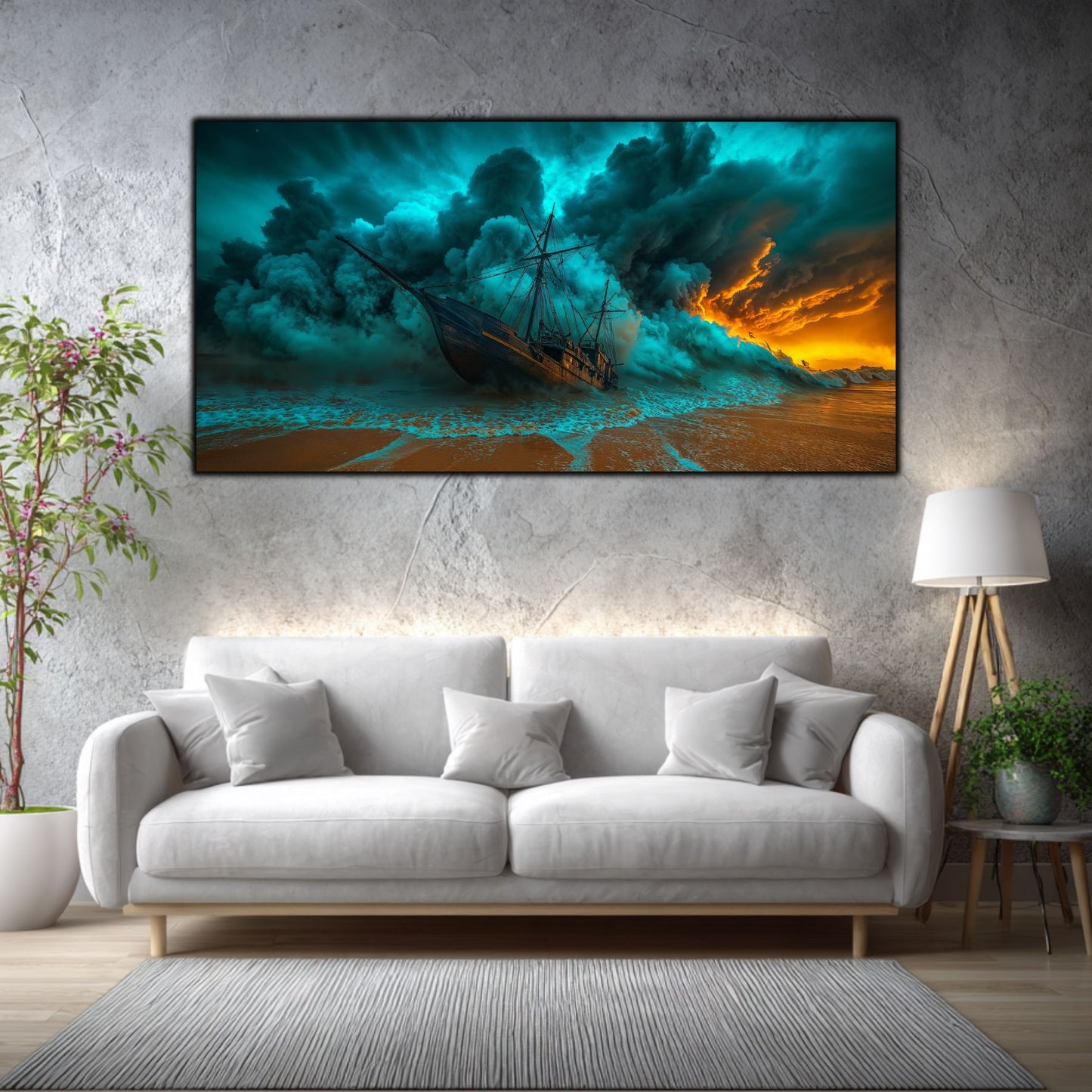 Tablou Sticla Securizata Asediul Abisal: Naufragiul Inghitit de Pamant si Cer | Editie Unicat