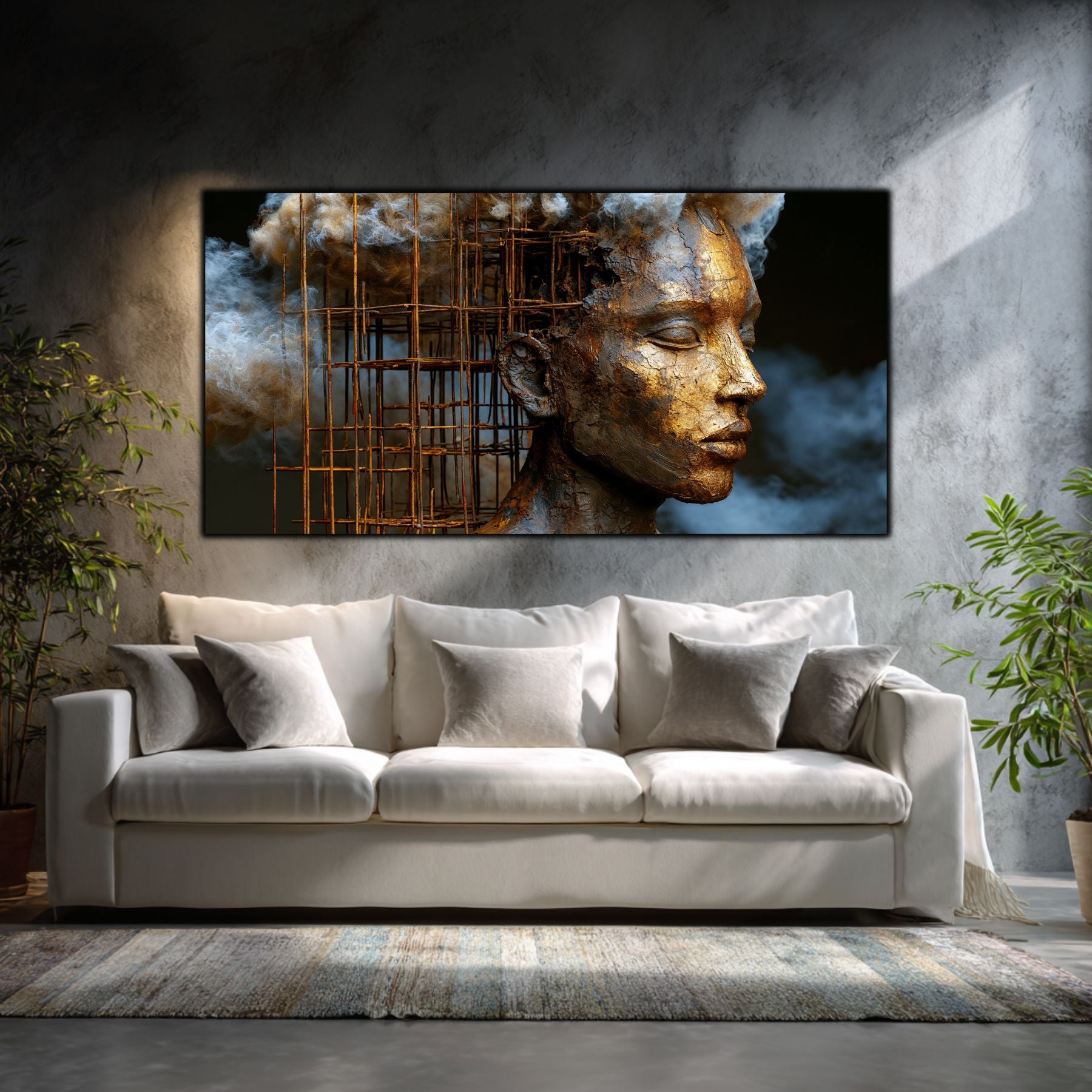 Tablou decorativ Întrezărire în interior cu lumină naturala, pe perete gri – Art-Zen