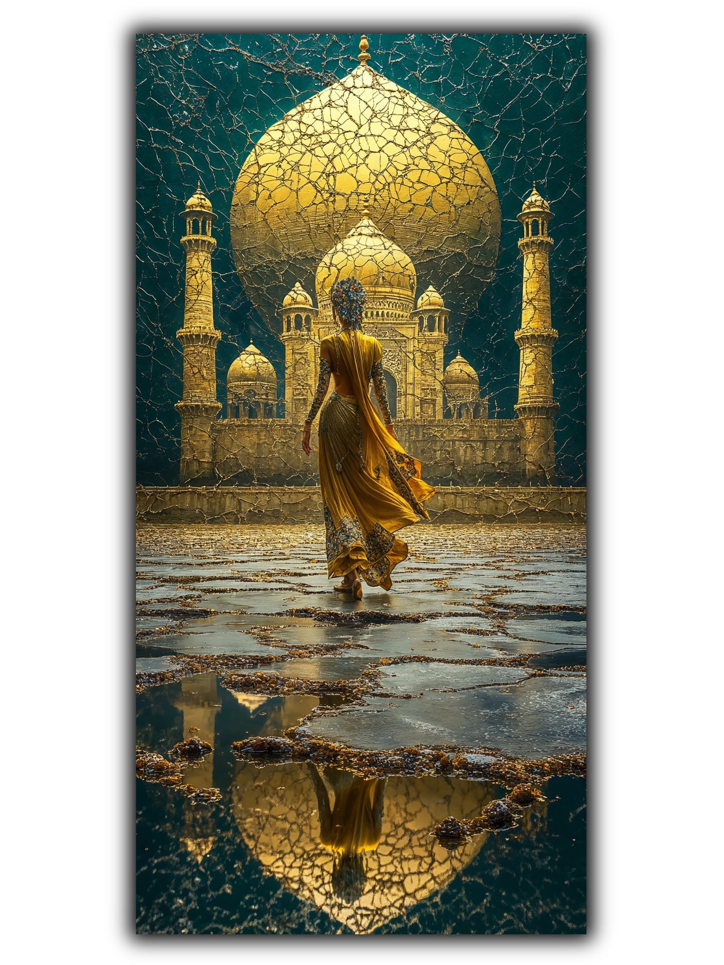 tablou living pe sticlă Aurul din Sparturi – artwork original