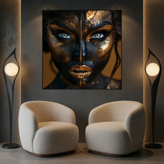 Tablou living contemporan Sacred Black sticla 4mm - deasupra de fotolii