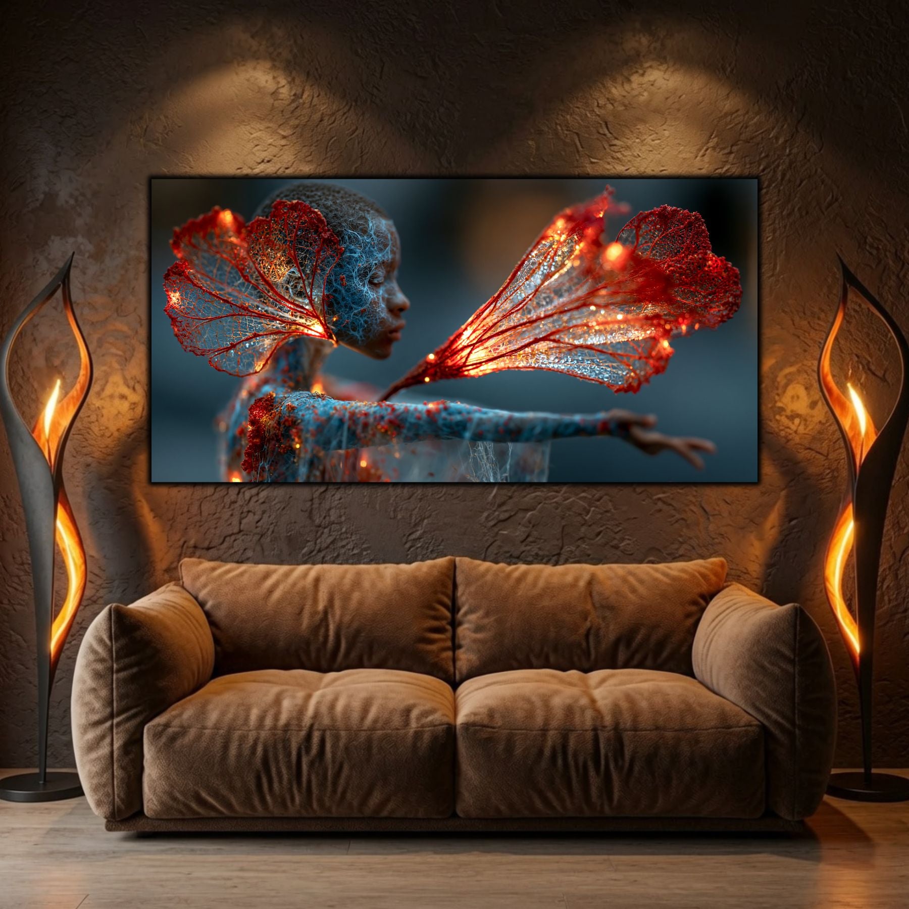 Gentle Flame devine punctul central al unui living contemporan, oferind profunzime vizuală și un accent artistic rafinat.