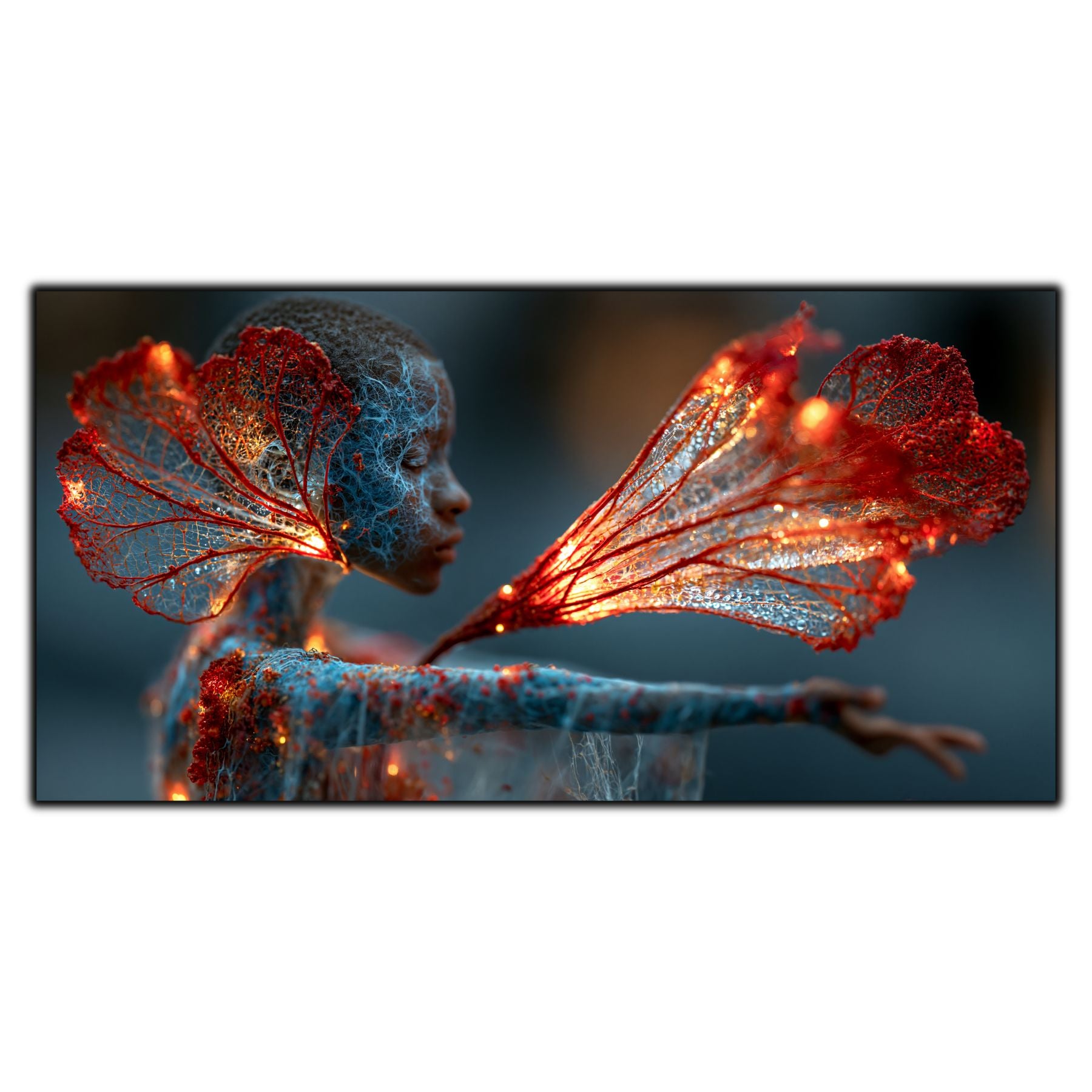 Gentle Flame din colecția Becoming Light – tablou decorativ imprimat pe sticlă securizată ultra-clară, inspirat de lumina delicată și transformarea interioară.