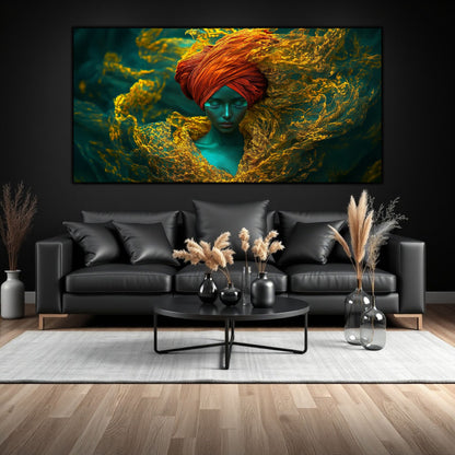 Tablou mare pentru sufragerie, design introspectiv zen-luxury cu iluminare cinematică abisală.