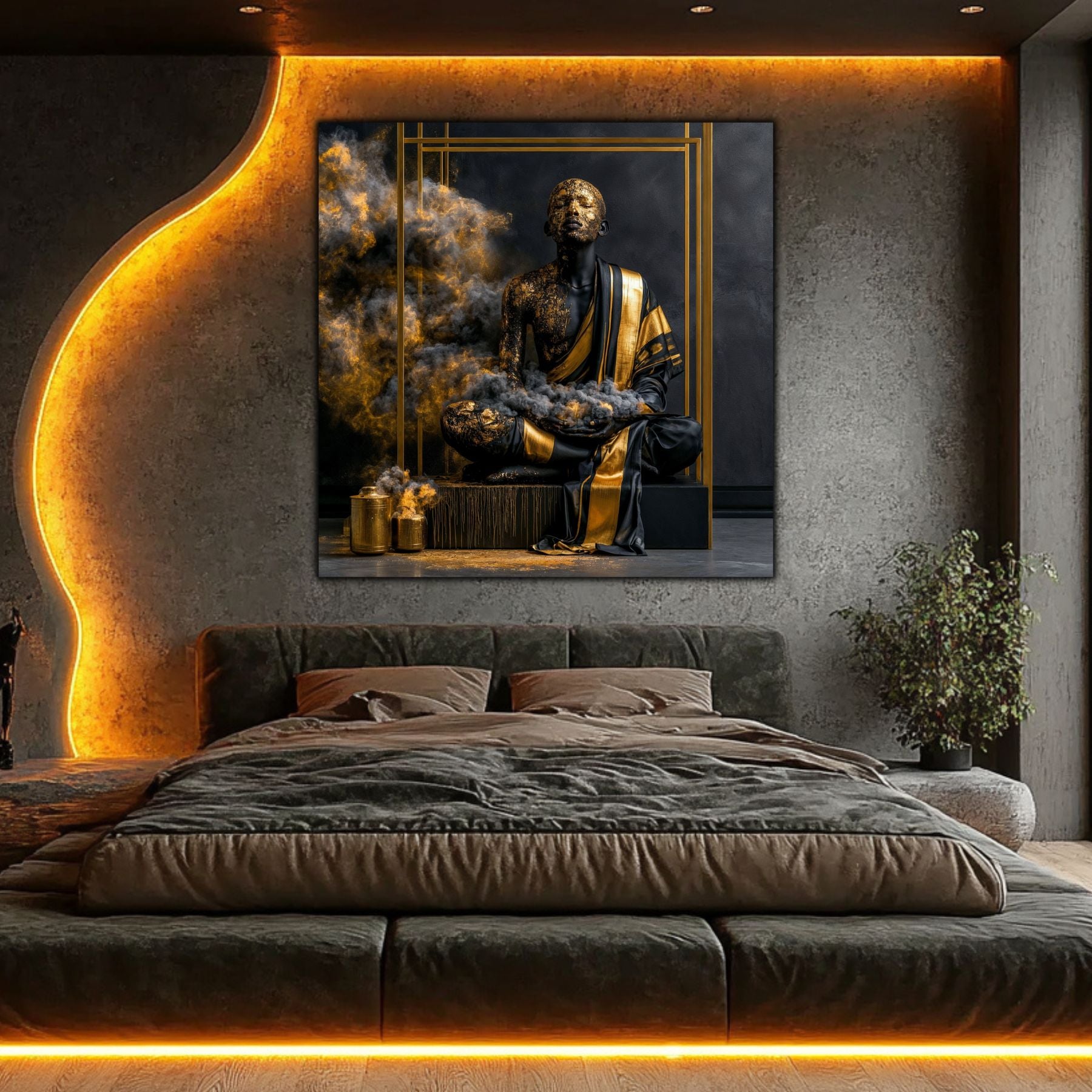 Tablou astract si modern pe sticla pentru design desavarsit al livingului