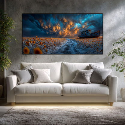 Tablou Sticla Securizata Poteca Destinului: Corabia si Drumul spre Orizont | Editie Unicat