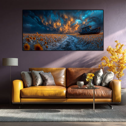 Tablou Sticla Securizata Poteca Destinului: Corabia si Drumul spre Orizont | Editie Unicat