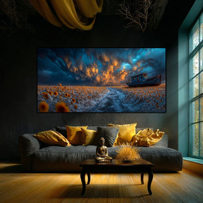 Tablou Sticla Securizata Poteca Destinului: Corabia si Drumul spre Orizont | Editie Unicat