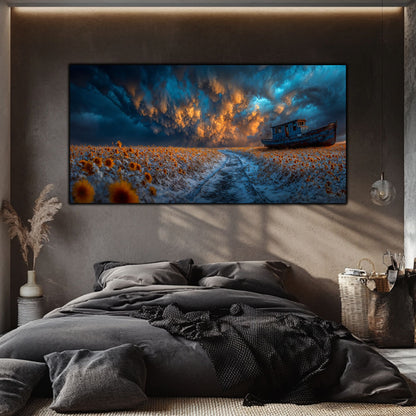 Tablou Sticla Securizata Poteca Destinului: Corabia si Drumul spre Orizont | Editie Unicat