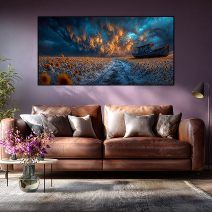 Tablou Sticla Securizata Poteca Destinului: Corabia si Drumul spre Orizont | Editie Unicat