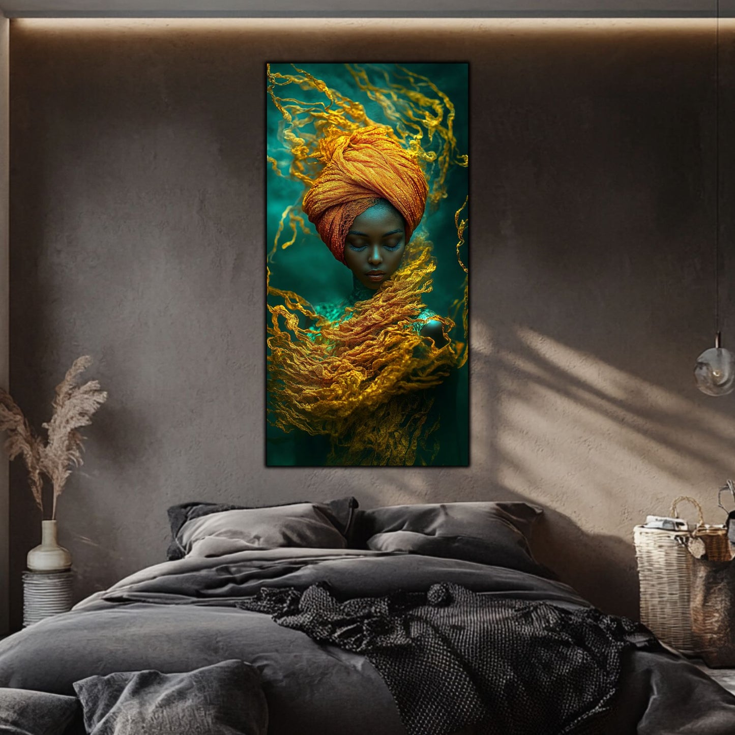 Tablou pe Sticlă Securizată "Dansul Voalurilor de Smarald"