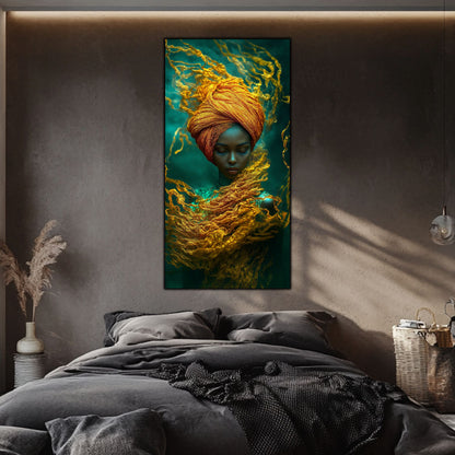 Tablou pe Sticlă Securizată "Dansul Voalurilor de Smarald"