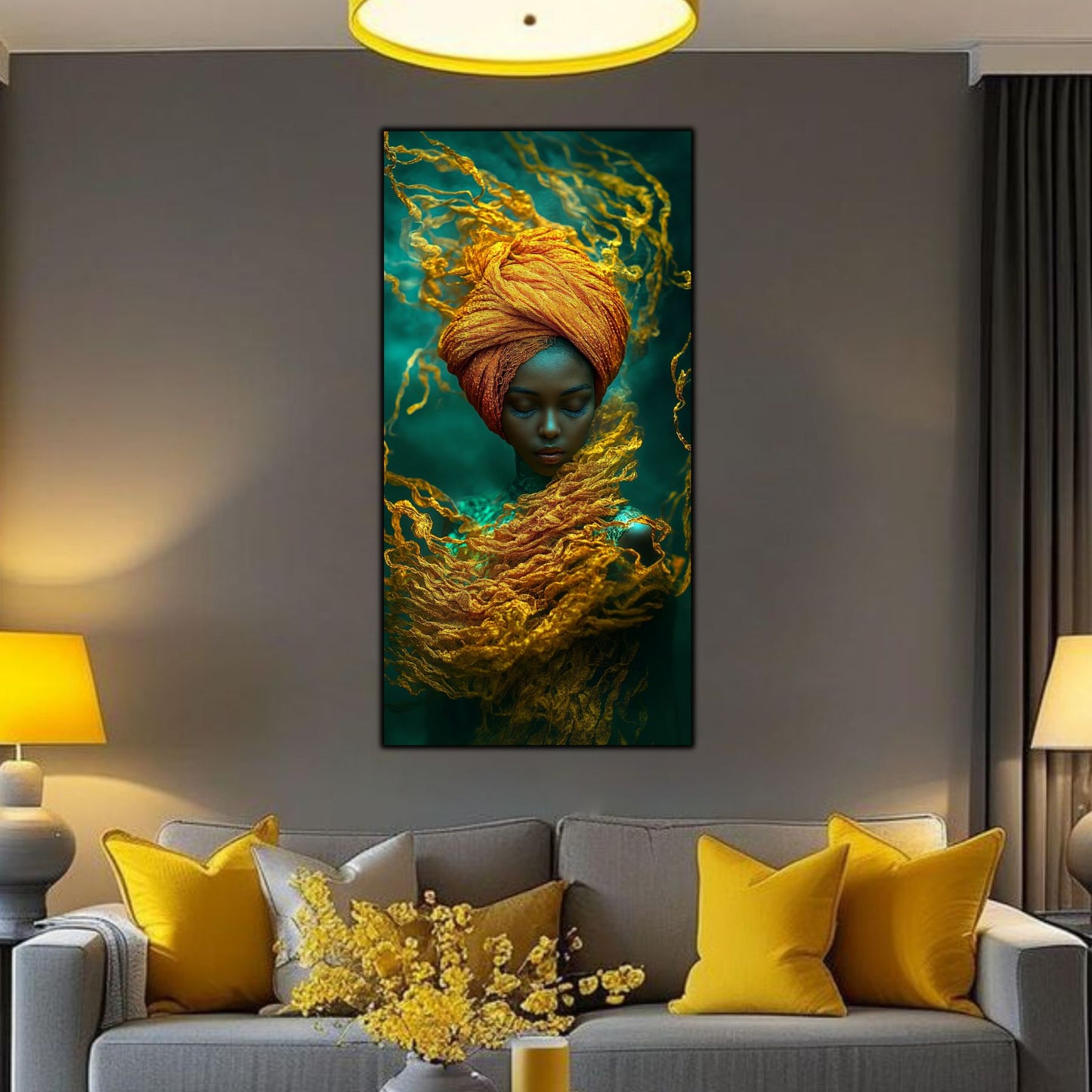 Tablou pe Sticlă Securizată "Dansul Voalurilor de Smarald"