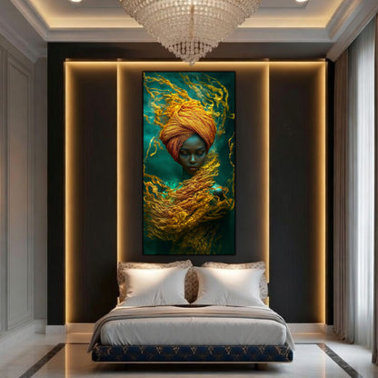 Tablou pe Sticlă Securizată "Dansul Voalurilor de Smarald"