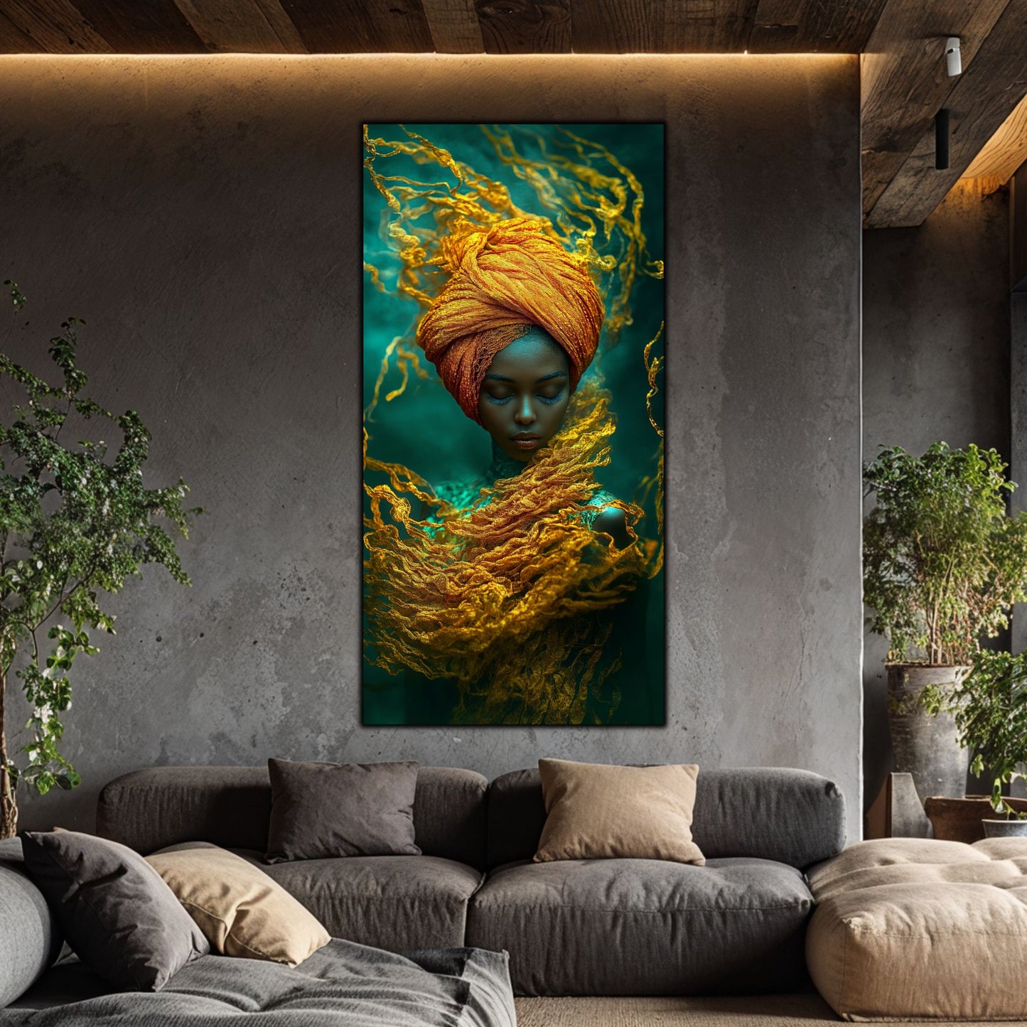 Tablou pe Sticlă Securizată "Dansul Voalurilor de Smarald"