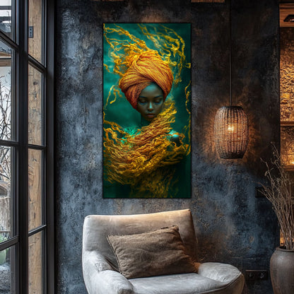 Tablou pe Sticlă Securizată "Dansul Voalurilor de Smarald"