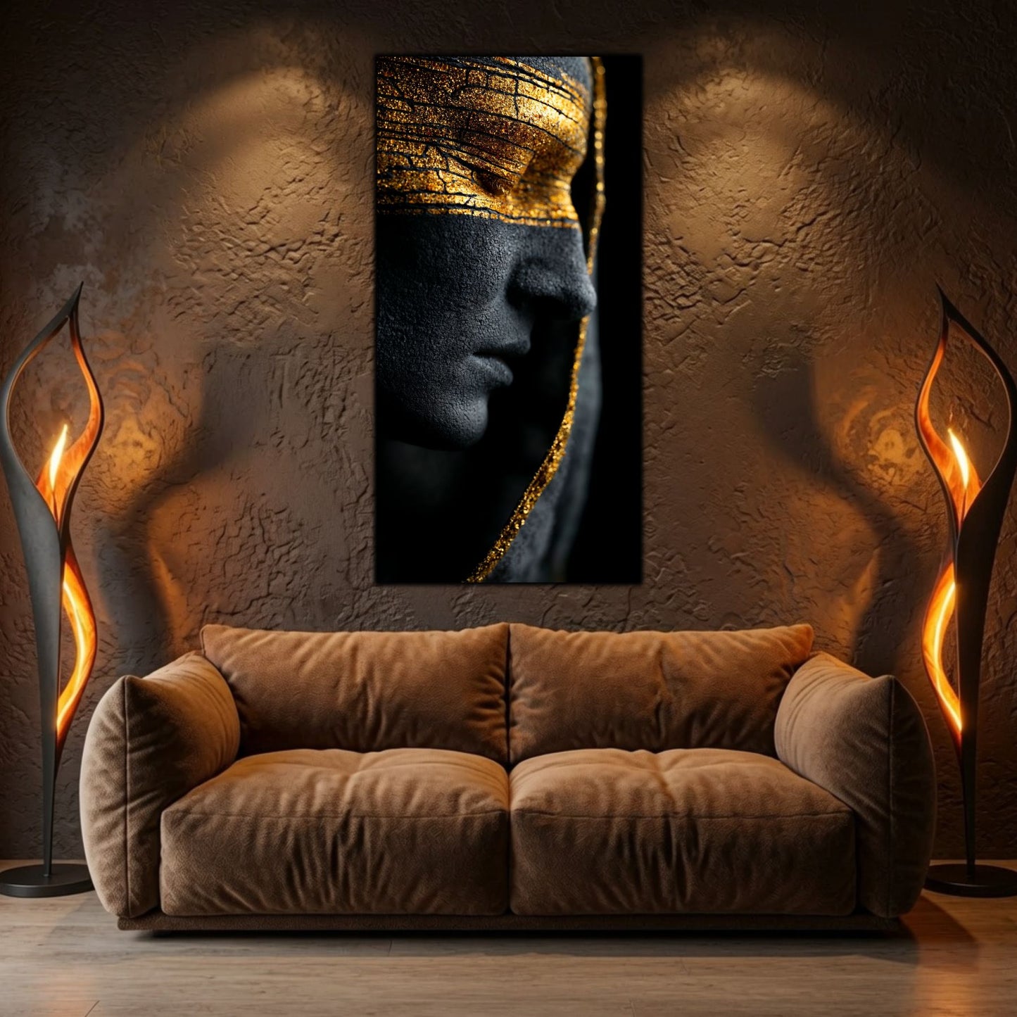 Decor rafinat pentru dormitor, tablou pe sticlă ultra-clară simbolizând introspecția și tăcerea.