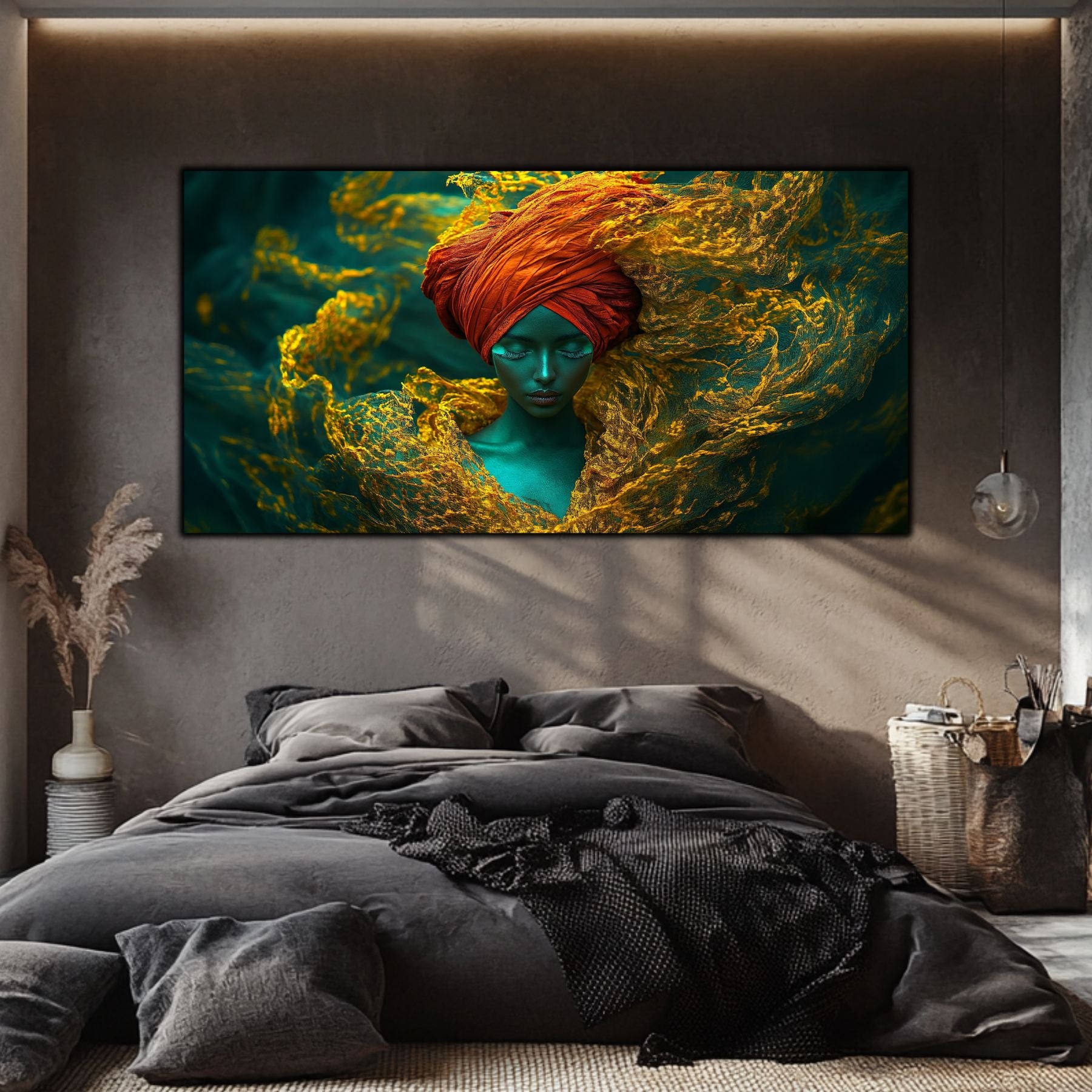 Decor liniștitor pentru dormitor, tablou pe sticlă ultra-clară simbolizând redescoperirea de sine și pacea.