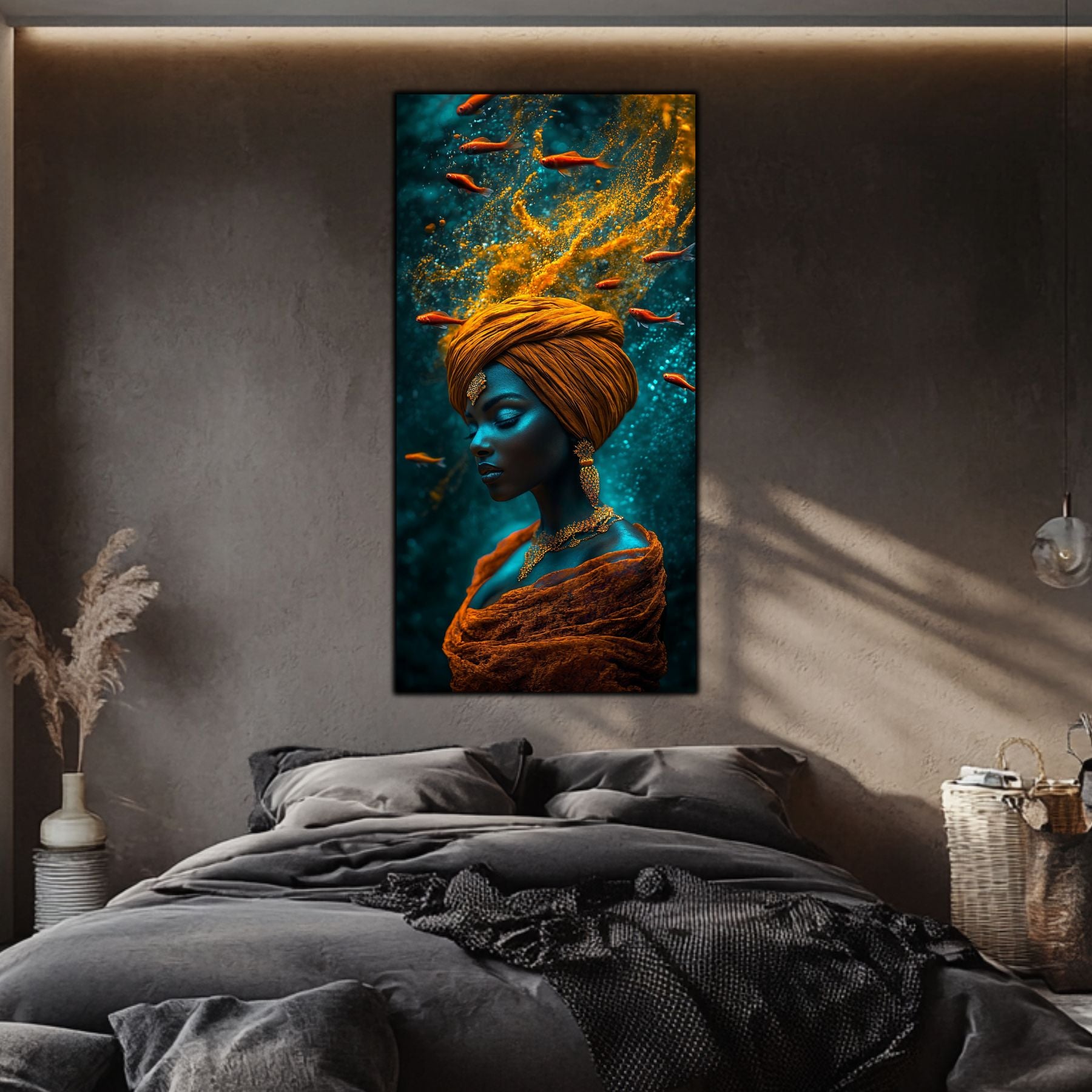 Tablou premium din sticlă pentru living de lux, lucrarea Dincolo de Abis din colecția Abyssal Odyssey.