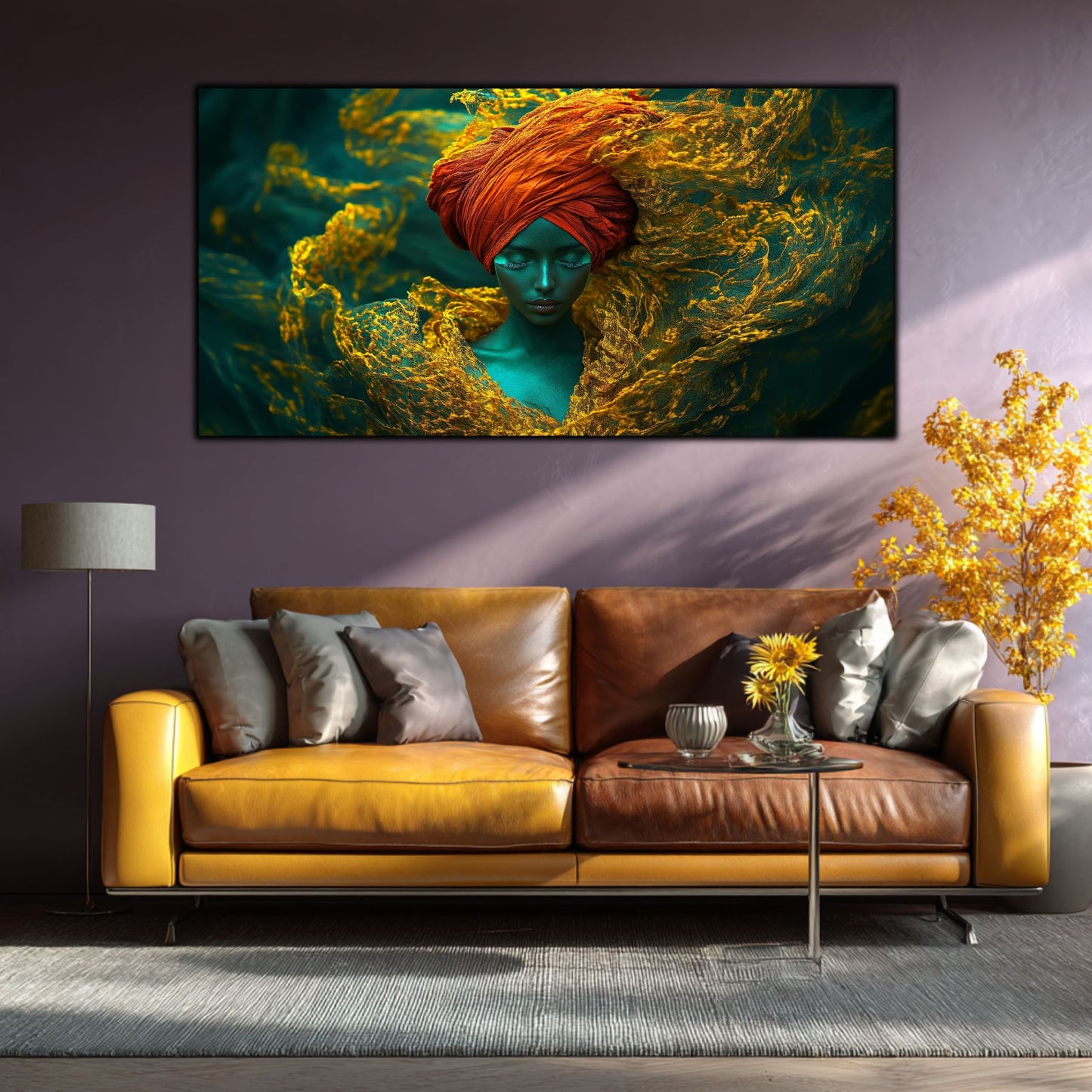 Tablou de artă zen din sticlă, element central de decor pentru un perete dedicat meditației și echilibrului.