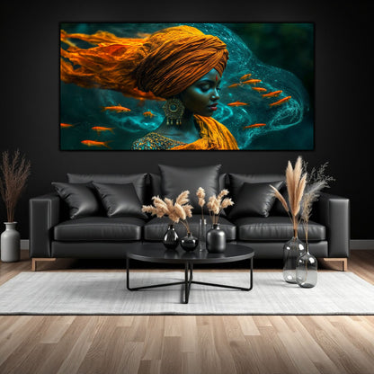 Tablou artisstic printat pe sticla securizata, cu portretul scufundat in meditatie si introsspectie, Geneza Abisului