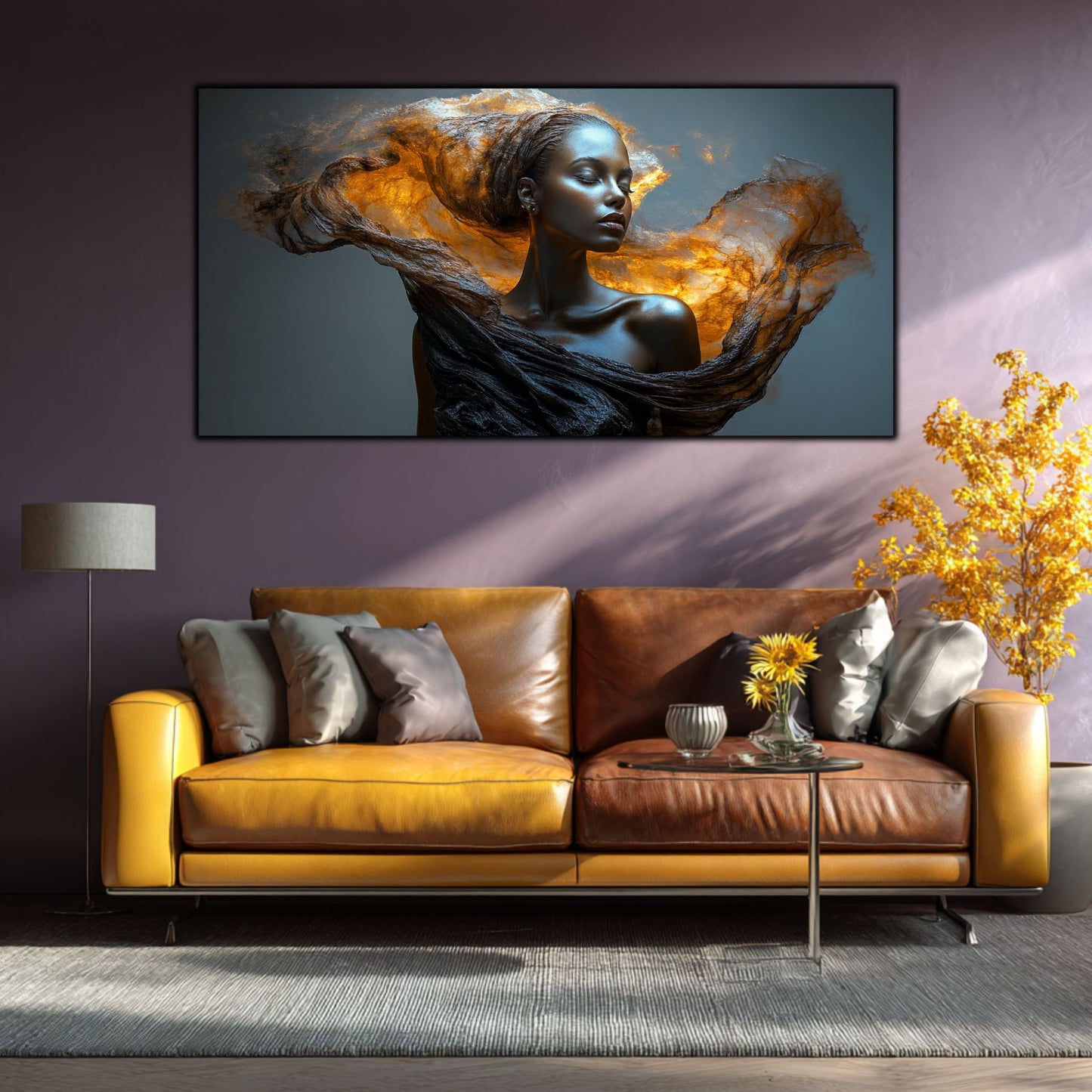 Tablou Decorativ Modern „Lumina Topită" – Sticlă Securizată