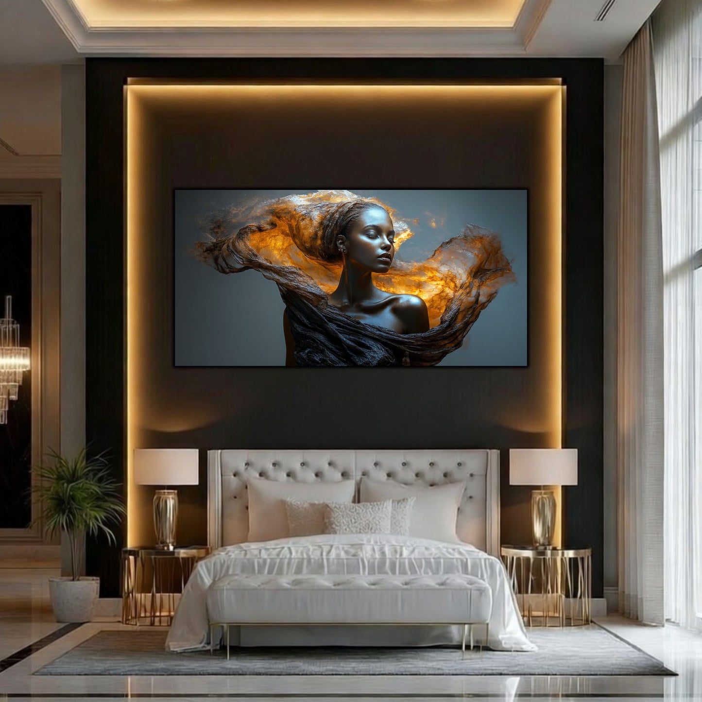 Tablou Decorativ Modern „Lumina Topită" – Sticlă Securizată