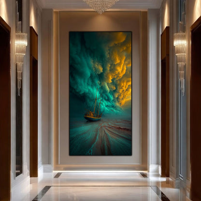 Tablou Sticla Securizata Apogeul Furtunii: Spectacolul Vertical al Fortelor Naturii | Editie Unicat