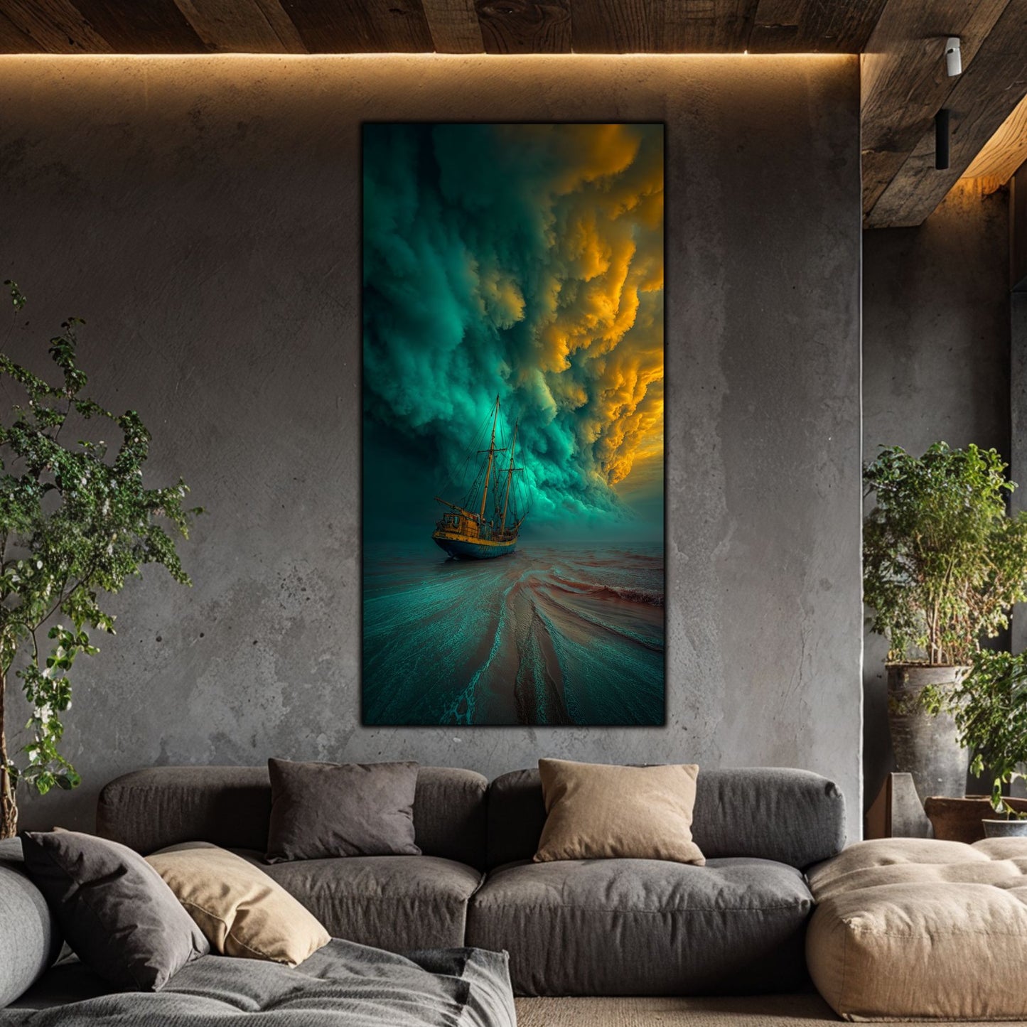 Tablou Sticla Securizata Apogeul Furtunii: Spectacolul Vertical al Fortelor Naturii | Editie Unicat