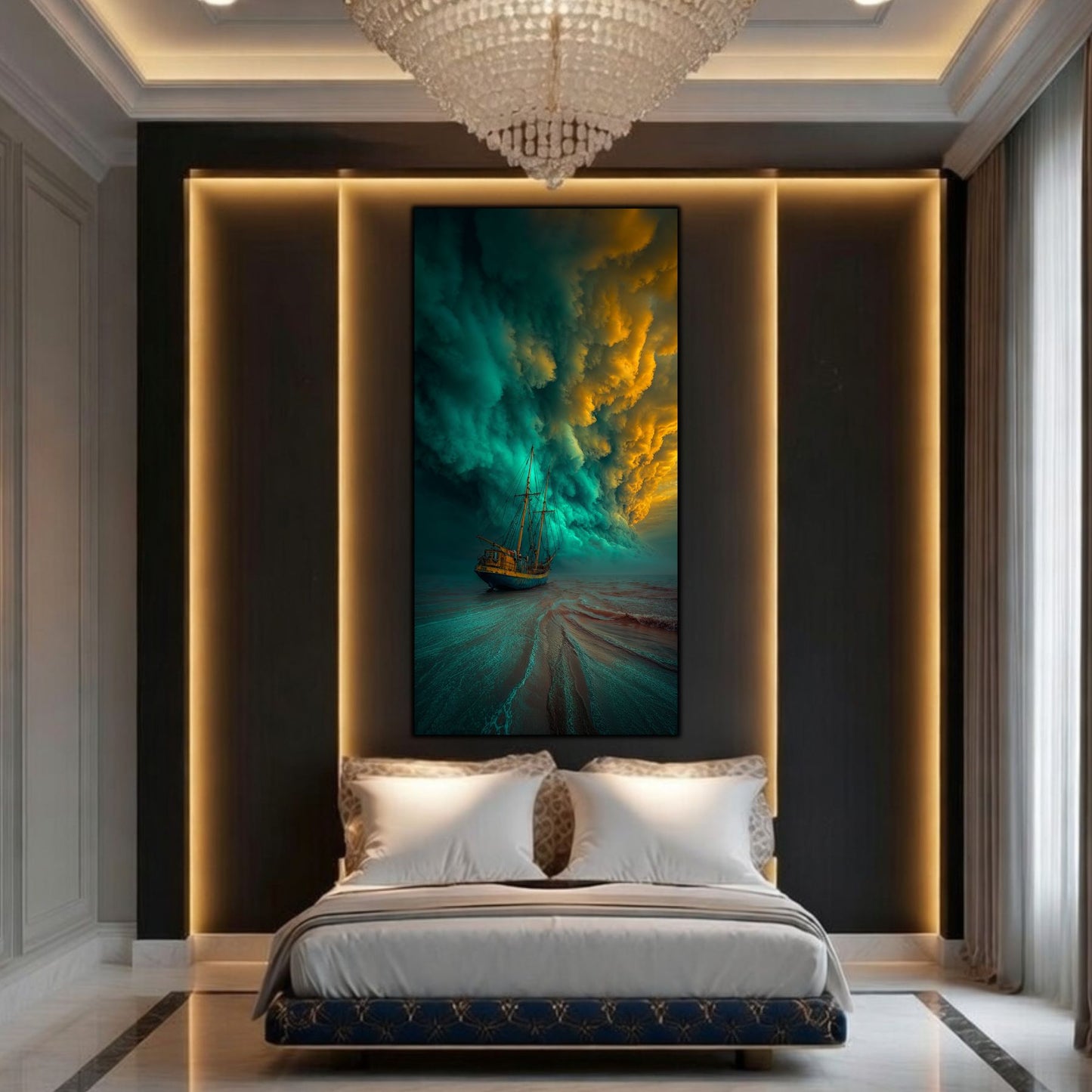 Tablou Sticla Securizata Apogeul Furtunii: Spectacolul Vertical al Fortelor Naturii | Editie Unicat