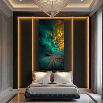 Tablou Sticla Securizata Apogeul Furtunii: Spectacolul Vertical al Fortelor Naturii | Editie Unicat