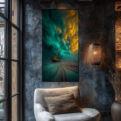 Tablou Sticla Securizata Apogeul Furtunii: Spectacolul Vertical al Fortelor Naturii | Editie Unicat