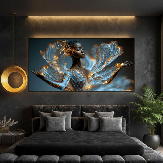 Celestial Veil completează un dormitor modern prin lumină difuză, forme organice și o estetică inspirată de universul cosmic.