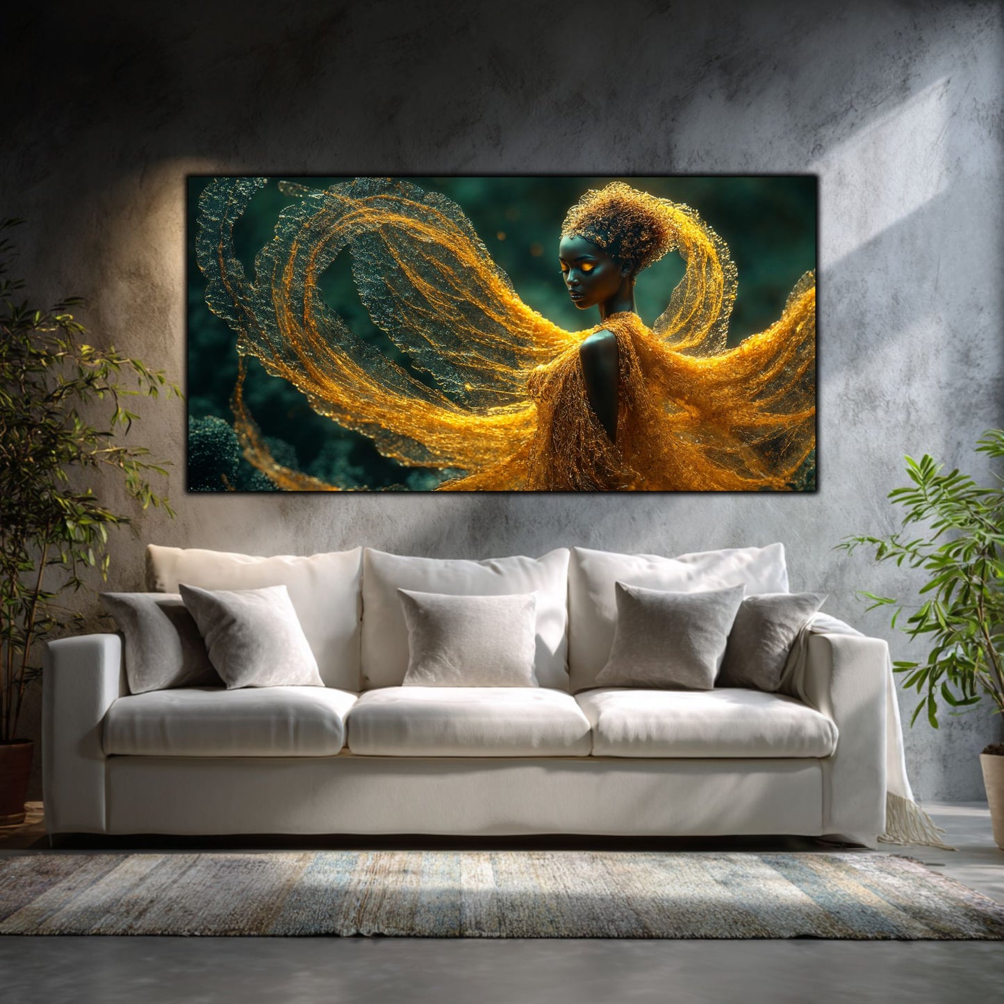 Tablou Abstract Modern „Mantia Aurie” – Decor de Lux pe Sticlă