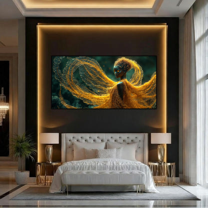 Tablou Abstract Modern „Mantia Aurie” – Decor de Lux pe Sticlă