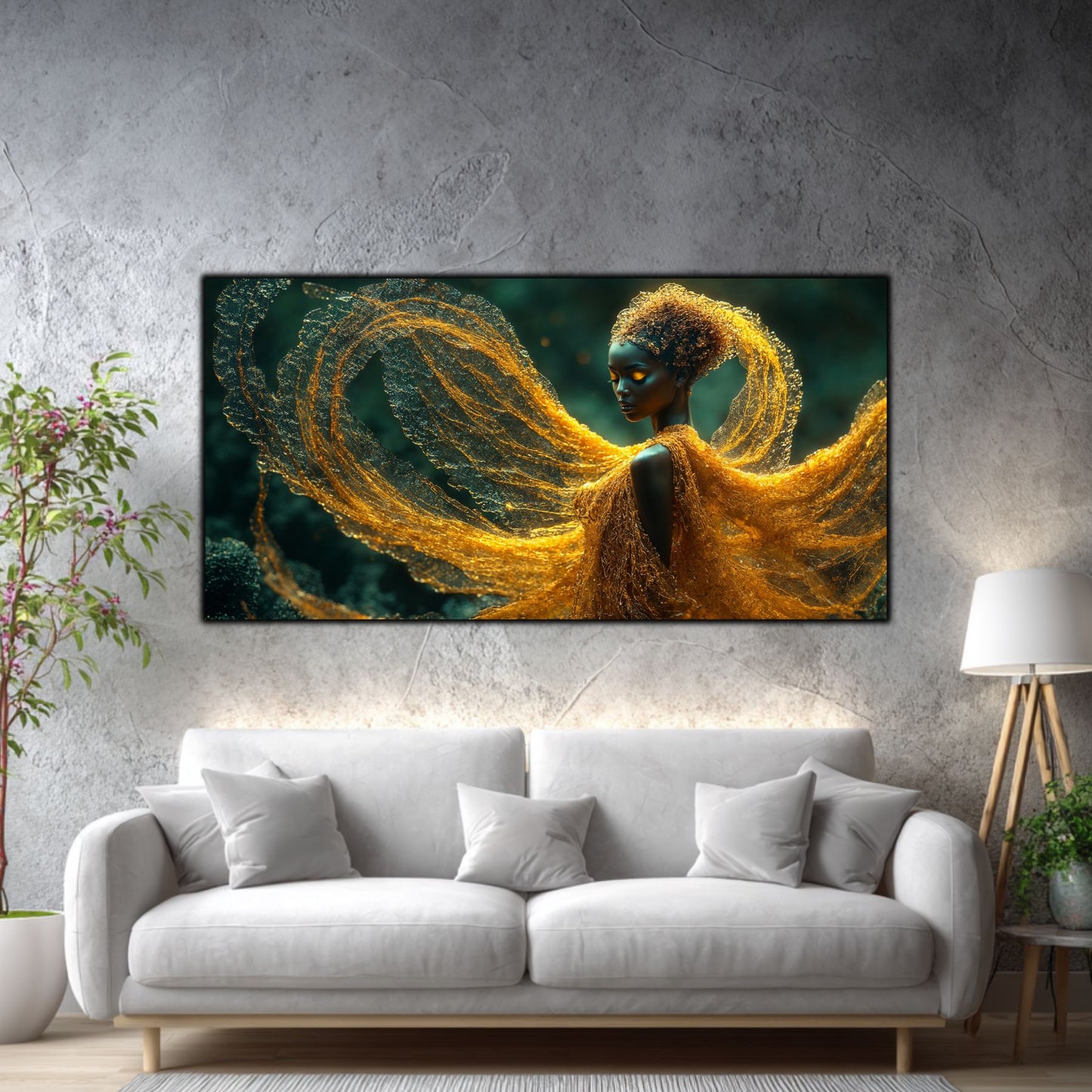 Tablou Abstract Modern „Mantia Aurie” – Decor de Lux pe Sticlă