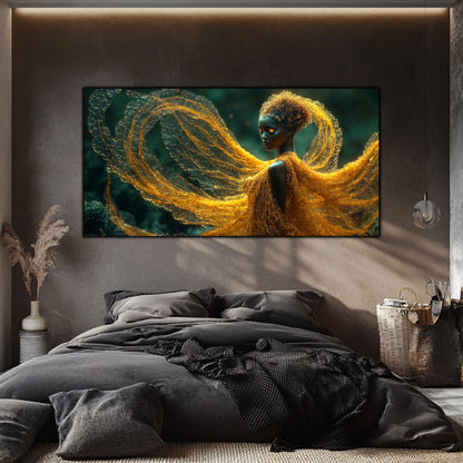 Tablou Abstract Modern „Mantia Aurie” – Decor de Lux pe Sticlă