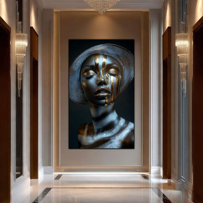 Tablou pe Sticlă Sanctuarul Liniștii: Geneza Umbrei Aurii | Ediție Unicat | Art-Zen Premium