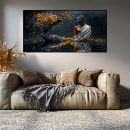 Tablou Sufragerie „Tăcerea Adâncului” – Artă Suprarealistă pe Sticlă