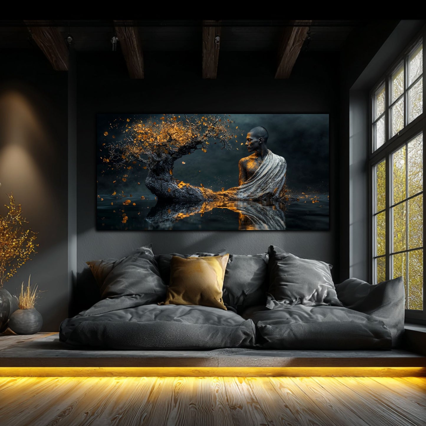 Tablou Sufragerie „Tăcerea Adâncului” – Artă Suprarealistă pe Sticlă