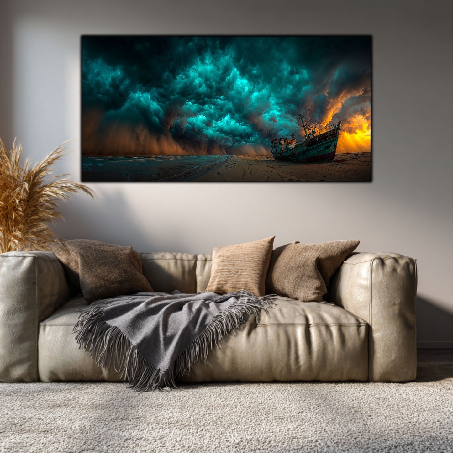 Tablou Sticlă Securizată Orizontul Renașterii: Naufragiul de sub Cerul de Turcoaz | Ediție Unicat