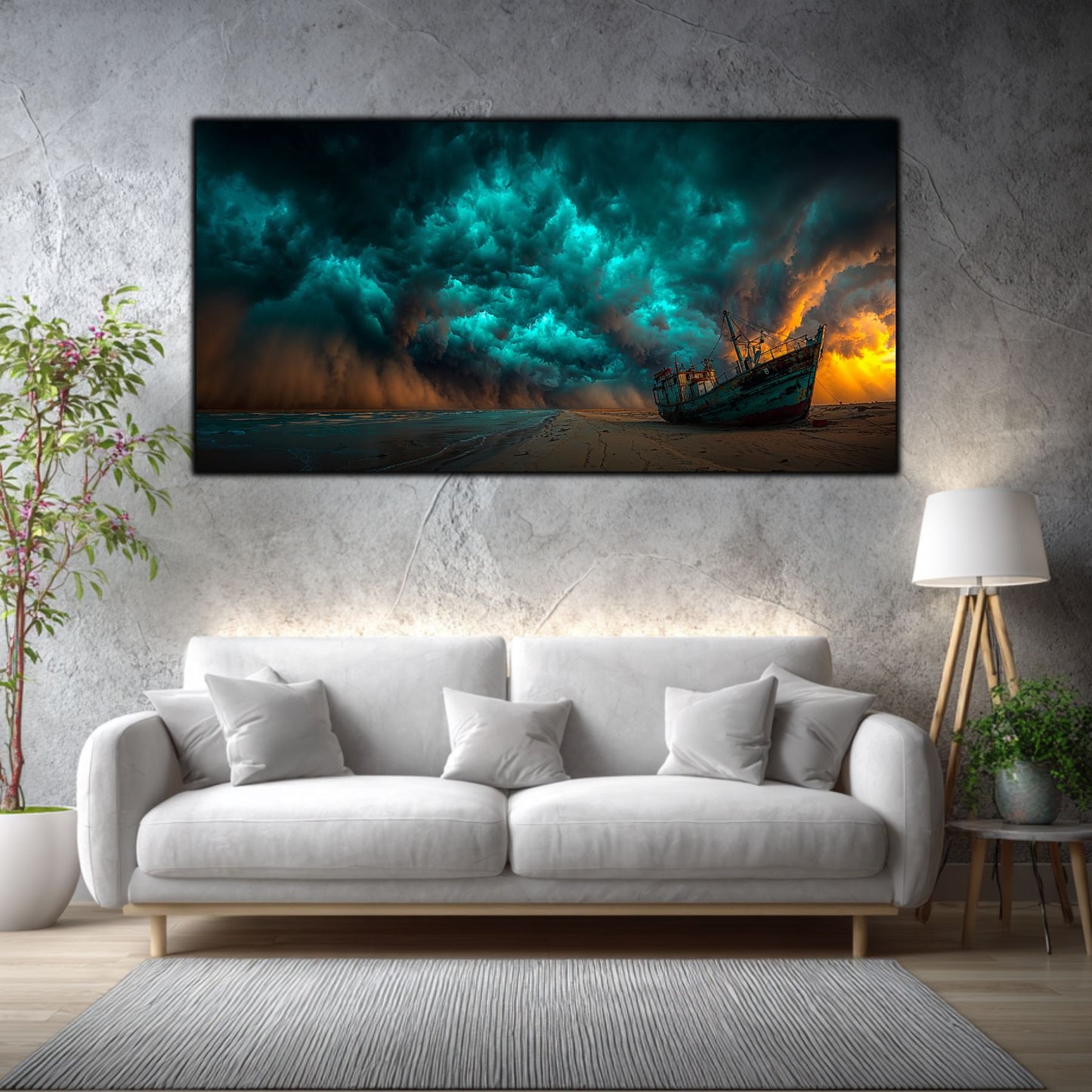 Tablou Sticlă Securizată Orizontul Renașterii: Naufragiul de sub Cerul de Turcoaz | Ediție Unicat