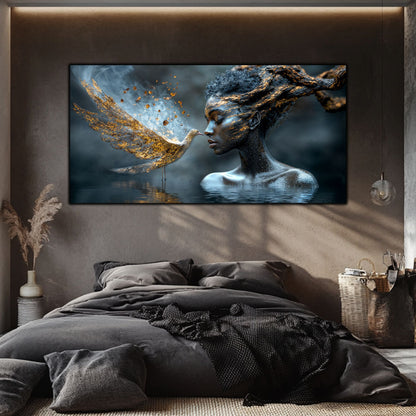 "Cicatrici de Aur", este un tablou pe sticlă securizată de 4mm si prezinta arta vizionară cu accente aurii.